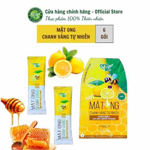 Hộp 6 gói Bột Mật Ong Chanh Vàng ONELIFE hòa tan uống liền nguyên chất, giảm cân, không đường