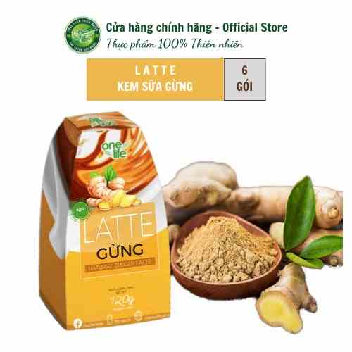 Hộp 6 gói LATTE GỪNG Tự Nhiên ONELIFE hòa tan uống liền, thơm ngon béo bùi