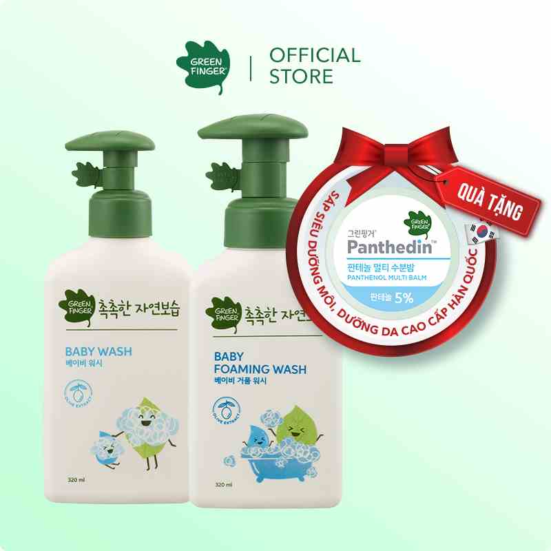 Combo 1 Sữa Tắm Tạo Bọt Và 1 Sữa Tắm Dưỡng Ẩm Cho Bé GREENFINGER CHOKCHOK MOISTURE FOAMING WASH 320ml + BABY WASH 320ml