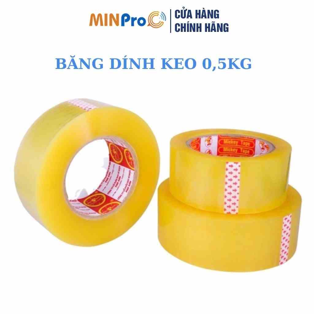 Băng dính keo trong loại 0,5kg/cuộn gói hàng, dán thùng giá xưởng - MINPRO