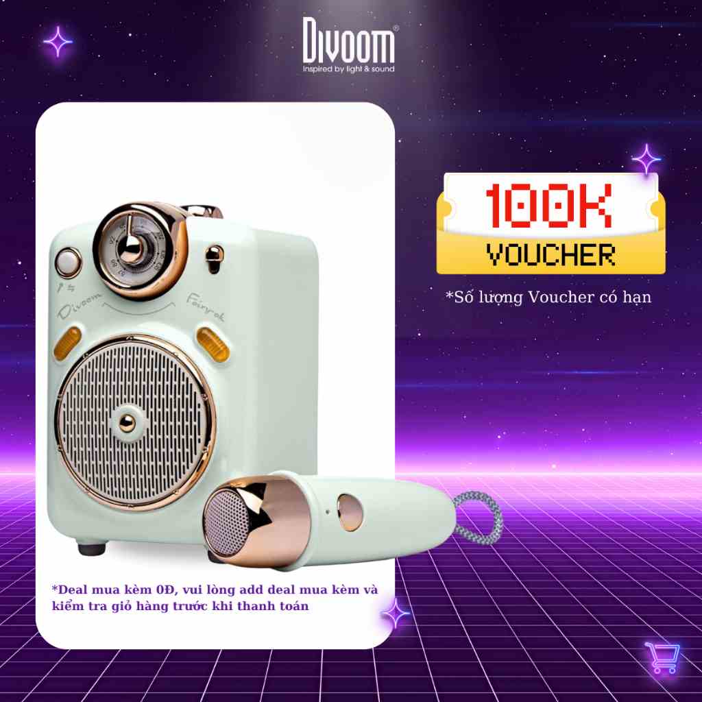 Loa Bluetooth Divoom Fairy-Ok công suất 10W kết hợp micro karaoke đa năng