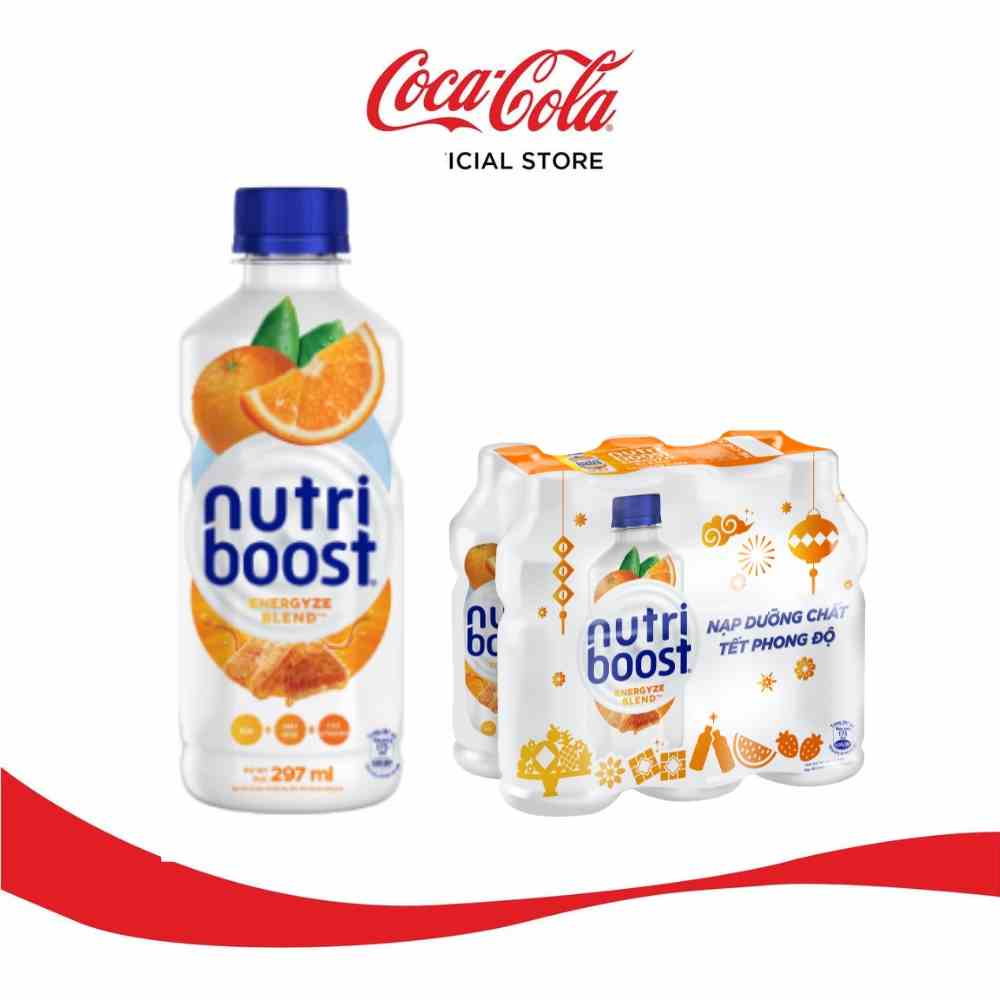 [GROFFWC -10% max 30k đơn 170k] Lốc 6 Chai Sữa Nutriboost Thế Hệ Mới Hương Cam (297ml/chai)