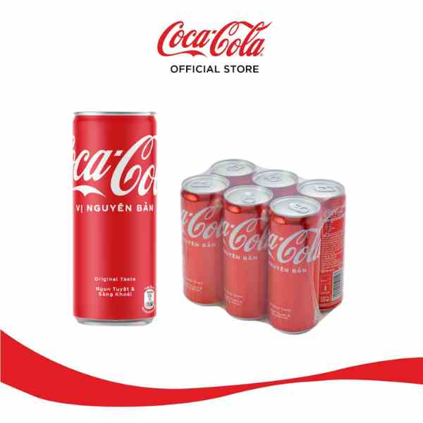 [GROFFWC -10% max 30k đơn 170k] Lốc 6 Lon Nước Giải Khát Coca-Cola vị Nguyên Bản Original Lon 320ml