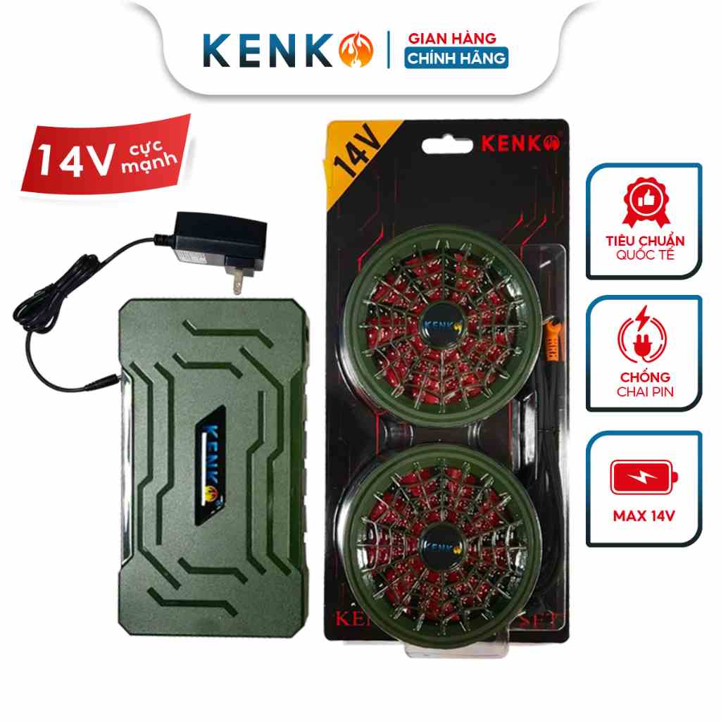 Phụ kiện áo điều hòa KENKO Pro Max 2023 pin 26000mah đầu ra 14V mạnh nhất hiện nay bảo hành 12 tháng