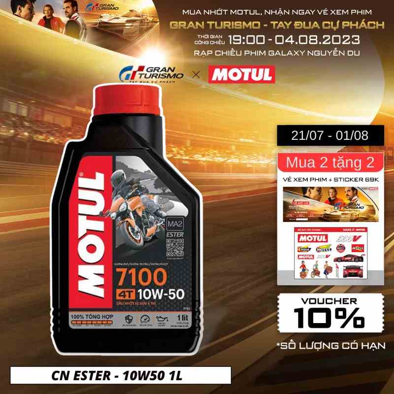 [Mã BMLTB35 giảm đến 35K đơn 99K] Dầu nhớt xe máy MOTUL 7100 4T 10W50 1L