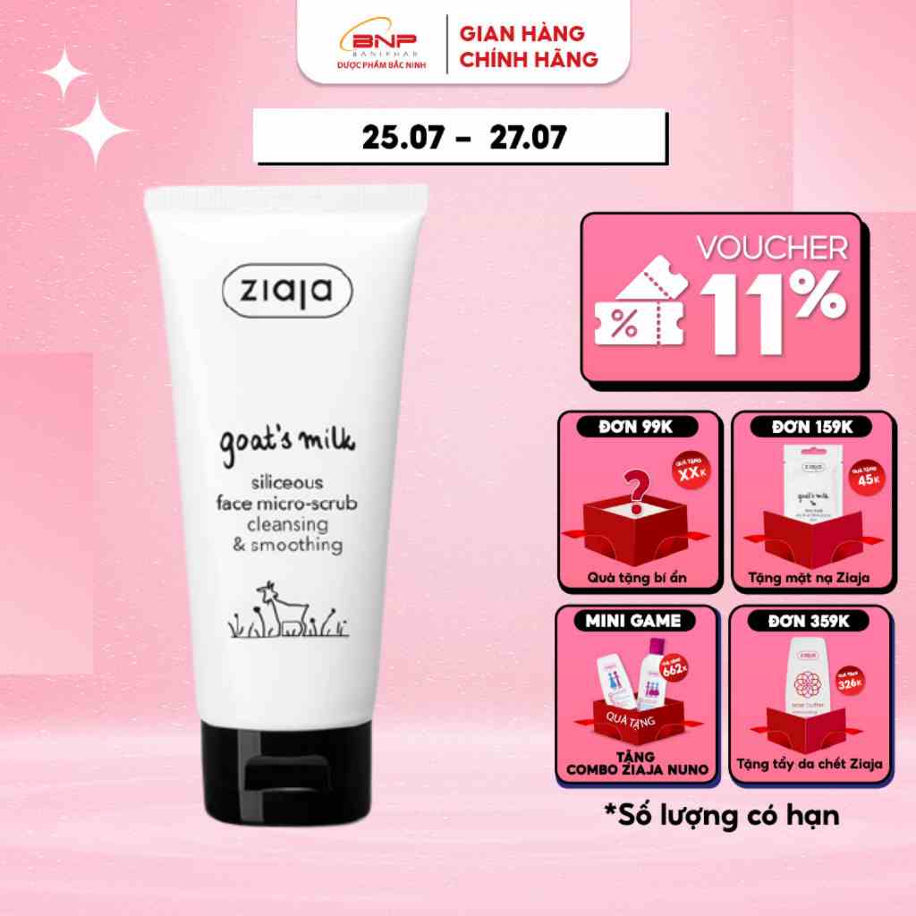 Tẩy tế bào da chết chiết xuất sữa dê Ziaja Goats Milk Siliceous Face Micro-Scrub Cleaning & Smoothing 75ml