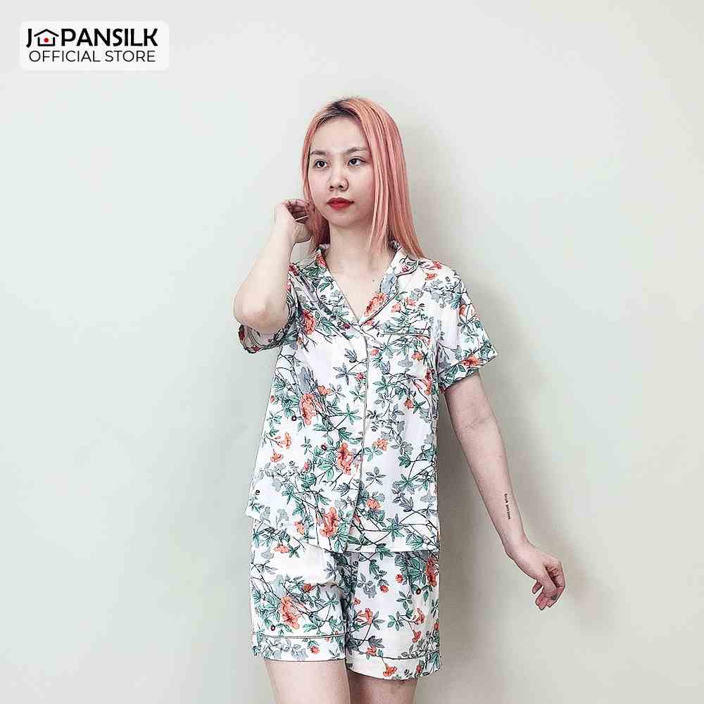 [Mã BMLTA35 giảm đến 35K đơn 99K] Bộ Đồ Ngủ Lụa Pijama Cao Cấp JAPAN SILK Mùa Hạ Họa Tiết Lá Hoa