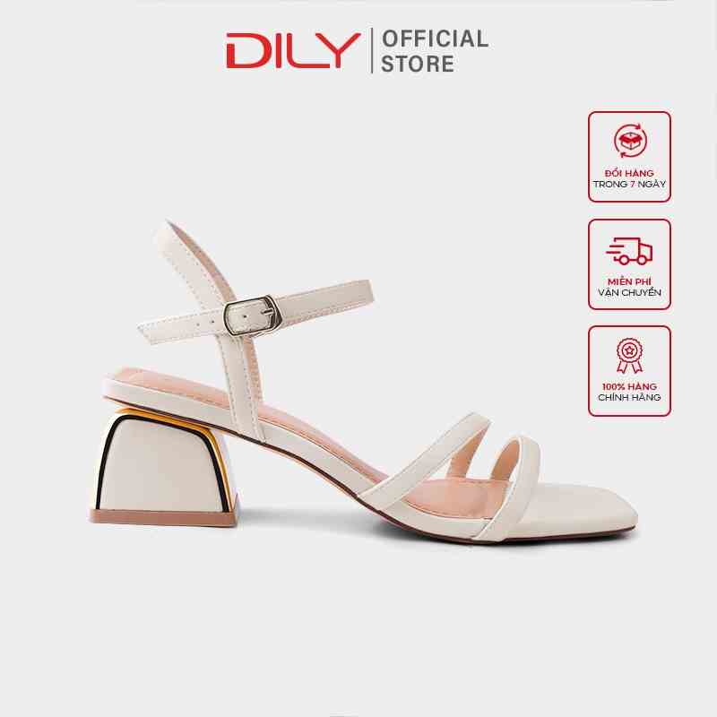 Giày sandal nữ DILY gót vuông mạ đồng quai mảnh cao 5cm_AA0273