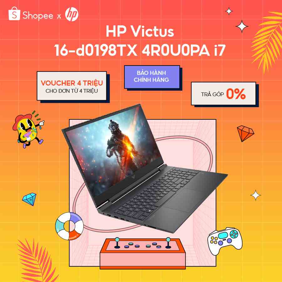 [Mã ELHP2TR5 giảm 12% đơn 18TR] Laptop HP Victus 16-d0198TX 4R0U0PA i7| 8GB | 512GB + 32GB | GeForce RTX™ 3050Ti 4GB