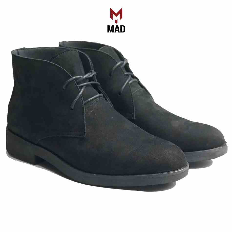 [Mã BMLTB200 giảm đến 100K đơn 499K] Giày cao cổ Chukka Boots MAD Suede Black cổ lửng nam da bò lộn cao cấp chính hãng