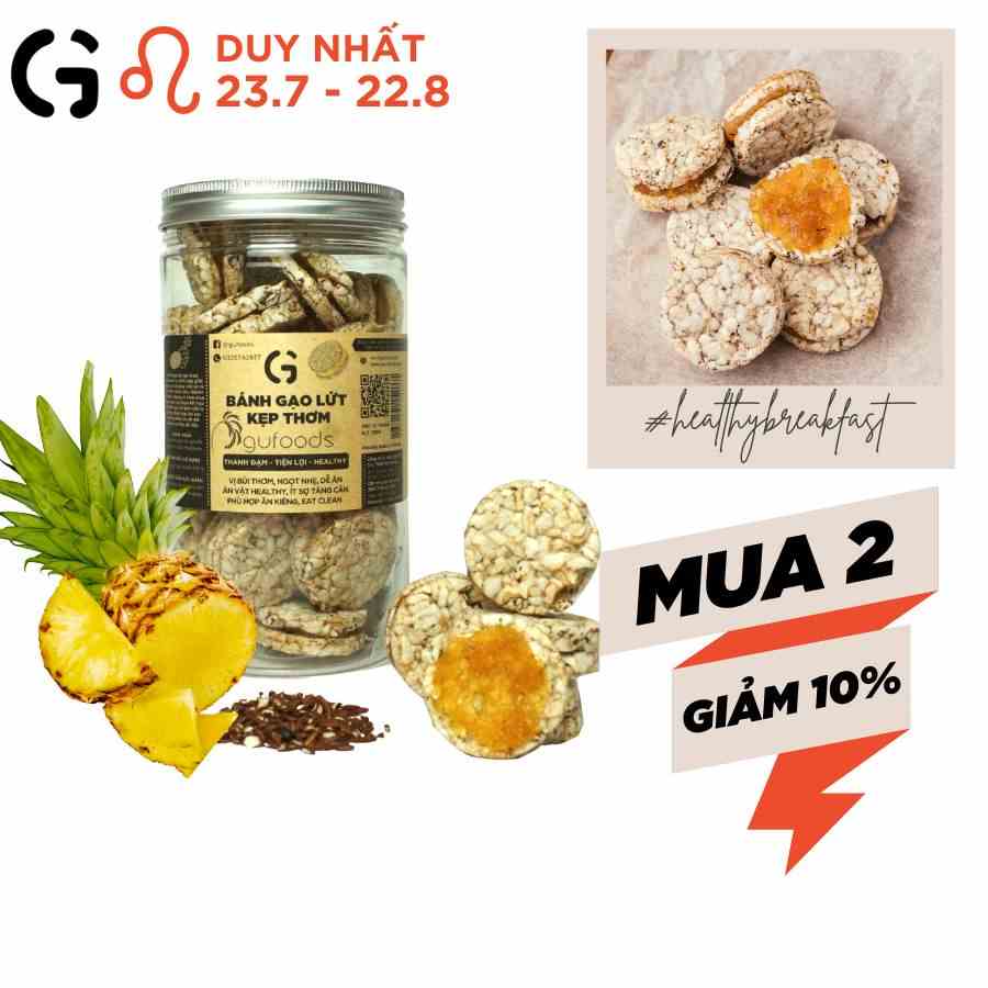 Snack gạo lứt kẹp thơm GUfoods - Ăn kiêng, Ăn vặt healthy, Thơm ngon, Lành mạnh (25g/80g/150g)