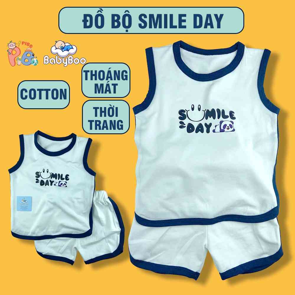 Đồ Bộ Bé Trai Bé Gái Quần Áo Ba Lỗ BabyBoo Cotton Tici Thoáng Mát Thấm Hút Mồi Hôi Hình Smile - PiBo Store