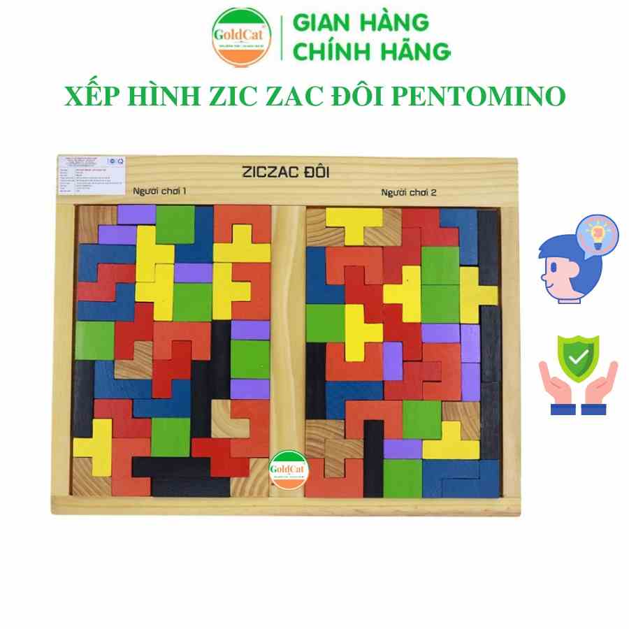 Bảng Xếp Hình Zic Zac Đôi Pentomino GOLDCAT, Chất Liệu An Toàn Cho Bé, Kích Thích Sự Sáng Tạo, Tư Duy Logic