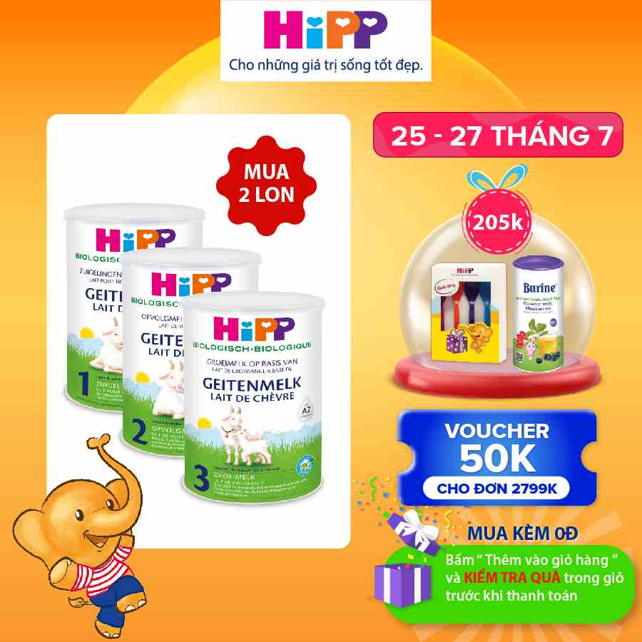 Sữa dê HiPP Organic 400g - Giúp bé phát triển chiều cao, trí não, tăng cường hấp thu