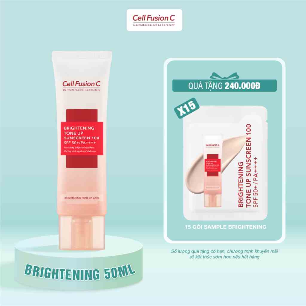 Kem Chống Nắng Dưỡng Trắng Nâng Tone Da Cell Fusion C Brightening Tone Up Sunscreen 100 SPF50+/PA ++++