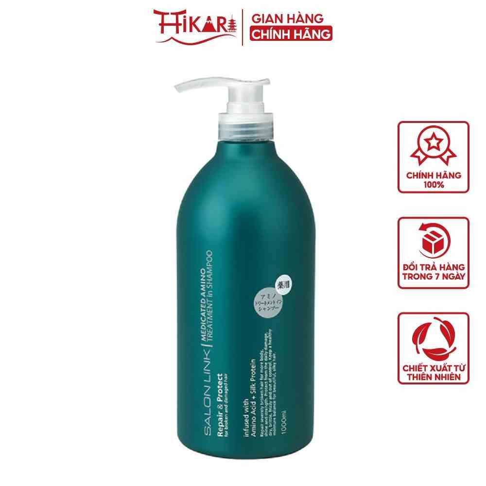 Dầu gội và xả 2in1 thêm dưỡng chất Kumano Salonlink Medicated Treatment in Shampoo 1000ml giúp tóc óng mượt (xanh đậm)