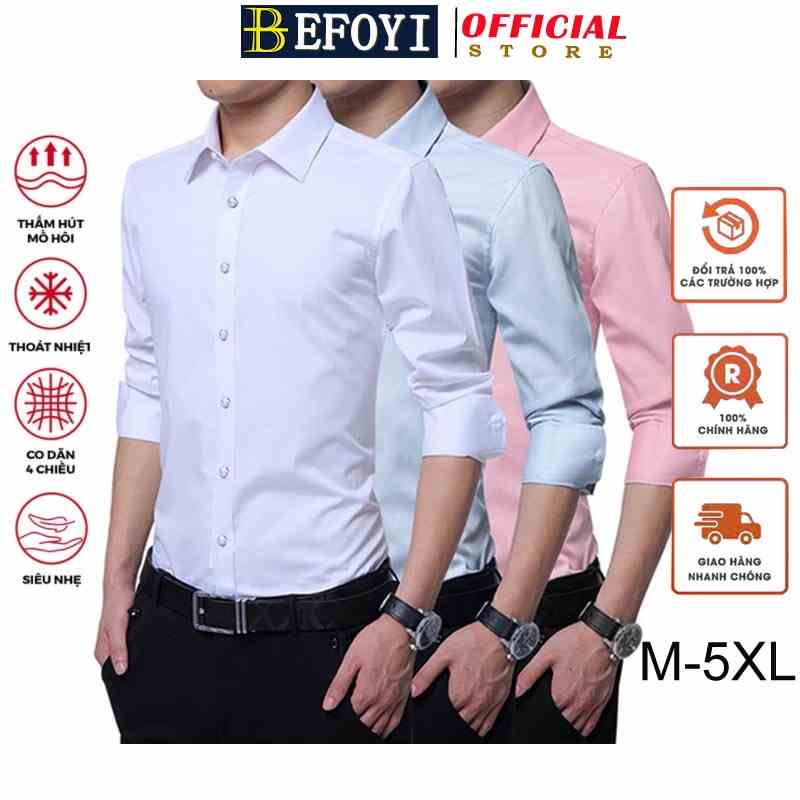 Áo sơ mi nam BEFOYI tay dài size lớn 5XL