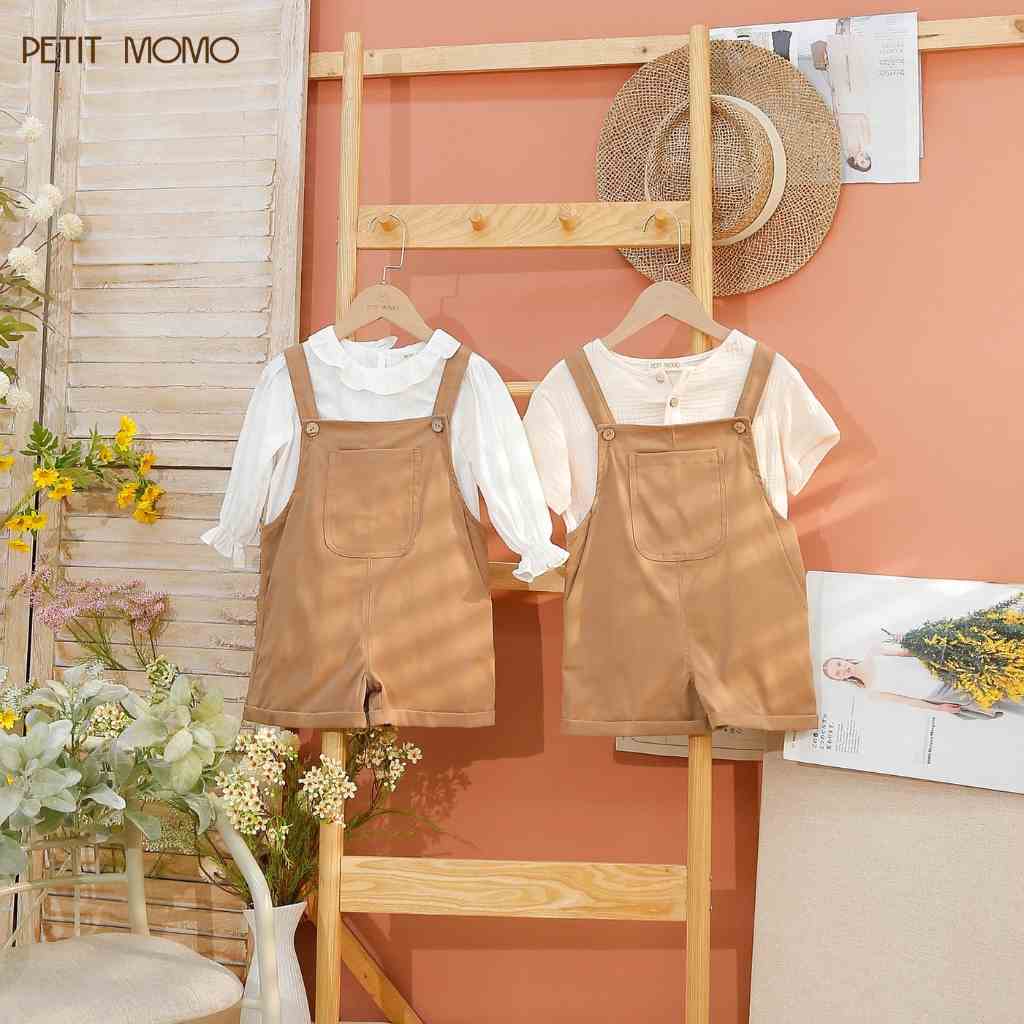 Quần Yếm Cộc Bé Trai 1 - 6 Tuổi PETIT MOMO Chất Liệu Da Kaki Mềm Mịn Cao Cấp H191