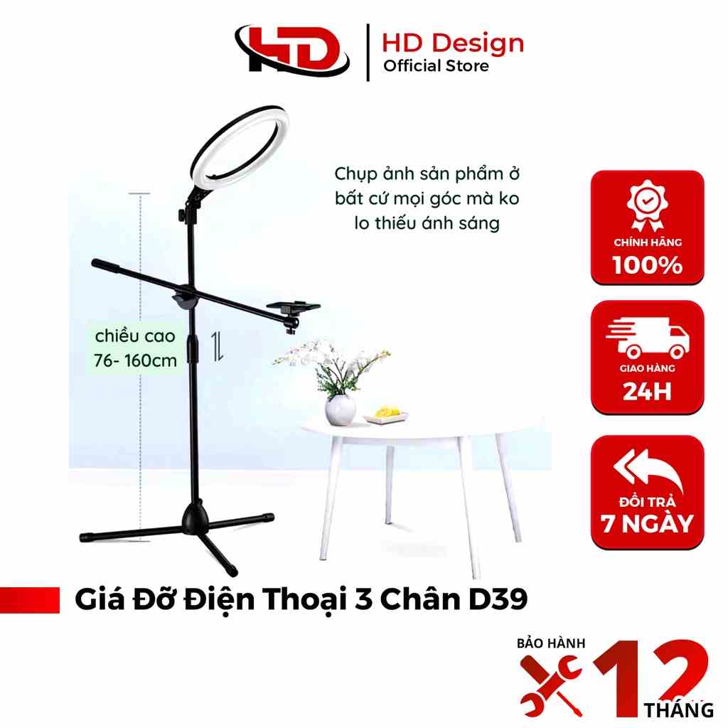 Bộ Giá Đỡ Quay Video Topshot D39 - Chân Quay Video Chụp Ảnh Từ Trên Xuống - Hỗ Trợ Livetream - Chính Hãng HD Design