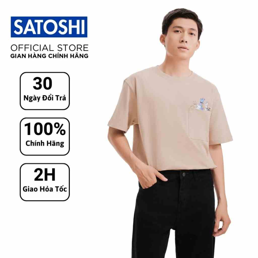 Áo thun nam Satoshi tay ngắn, cổ tròn hoạ tiết in đơn giản SATS108 chất vải cotton thoáng mát