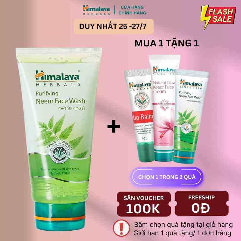 Sữa rửa mặt dịu nhẹ giúp giảm mụn chiết xuất từ lá neem Himalaya Purifying Neem Face Wash 150ml