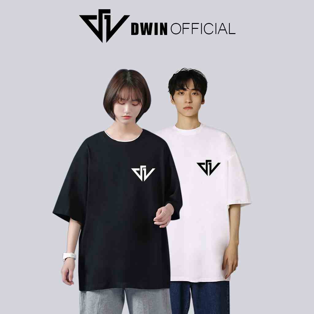 Áo thun in logo Dwin unisex thời trang basic tee phông trơn nam nữ tay lỡ oversize form rộng