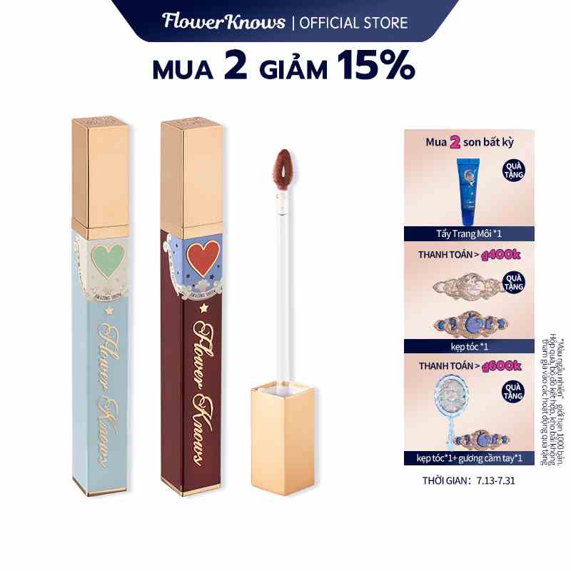 Thỏi son kem bùn FLOWER KNOWS Circus Seri nhung mịn 15 màu tùy chọn cao cấp 3.5g