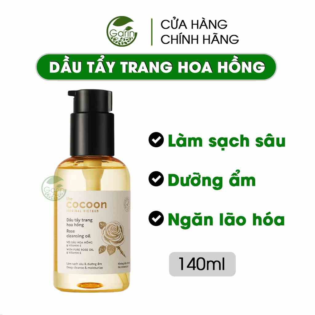 [Mã BMLTB35 giảm đến 35K đơn 99K] Dầu tẩy trang hoa hồng Cocoon Garin 140ml tẩyt