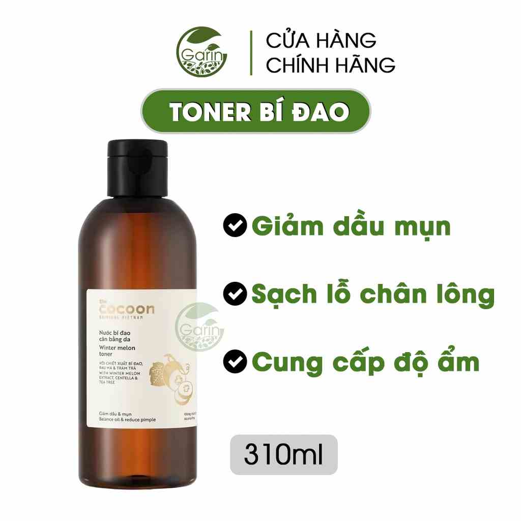 [Mã BMLTB35 giảm đến 35K đơn 99K] Nước cân bằng da bí đao Cocoon Garin 310ml giảm dầu và mụn