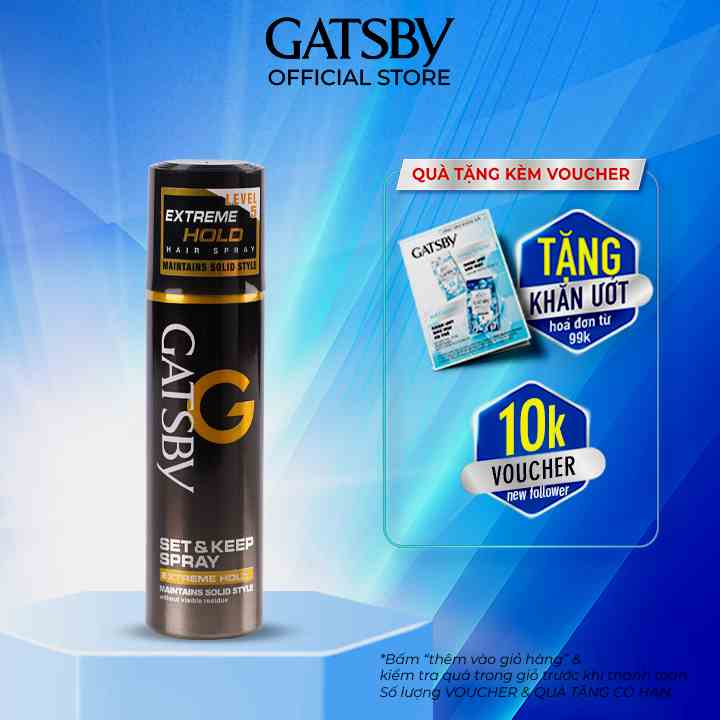 [Mã BMLTB35 giảm đến 35K đơn 99K] Gôm xịt tạo kiểu tóc GATSBY Set & Keep Spray Extreme Hold 66ml/chai