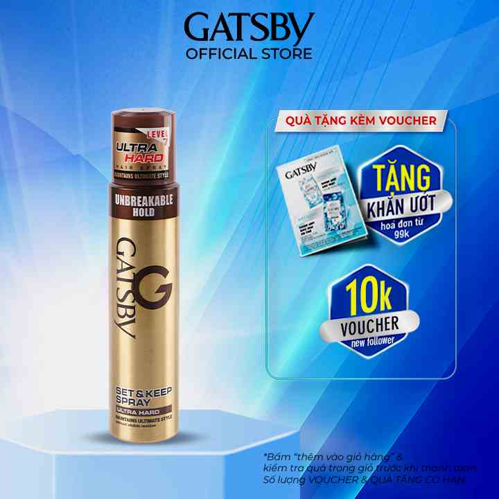 [Mã BMLTB35 giảm đến 35K đơn 99K] Gôm xịt tạo kiểu tóc GATSBY Set & Keep Spray Ultra Hard 250ml/chai