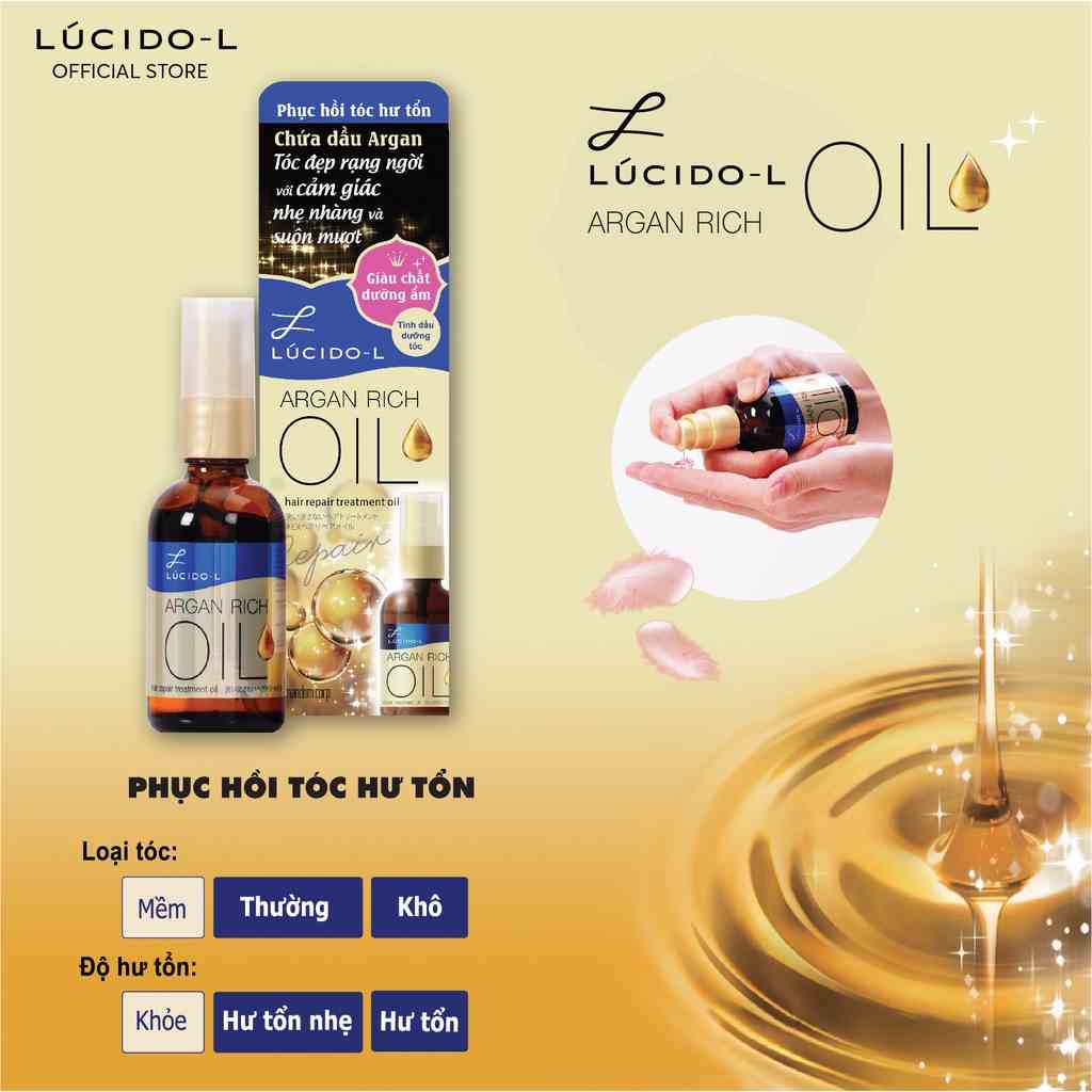 [Mã BMLTB200 giảm đến 100K đơn 499K] Tinh Dầu Dưỡng Tóc LÚCIDO-L HAIR REPAIR TREATMENT OIL 60ml