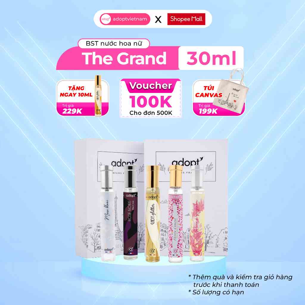 Nước hoa nữ  Adopt BST The GRAND tinh dầu thơm chính hãng Pháp combo 5 lọ 30ml tự tin tỏa sáng mọi thời điểm