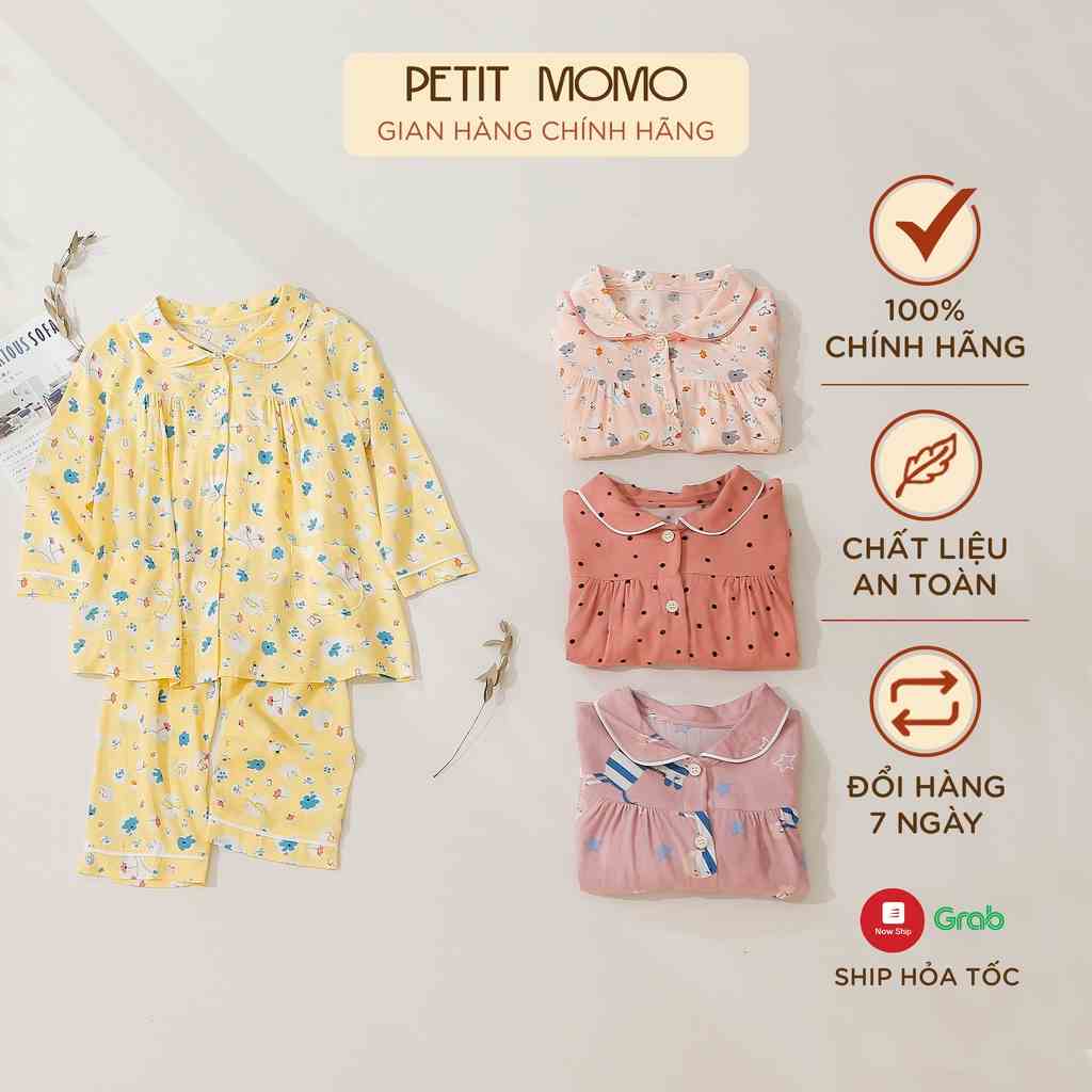 Bộ Đồ Ngủ Dài Tay Pijama Cho Bé Gái PETIT MOMO Chất Vải Lanh Mềm Mại Nhiều Họa Tiết H173