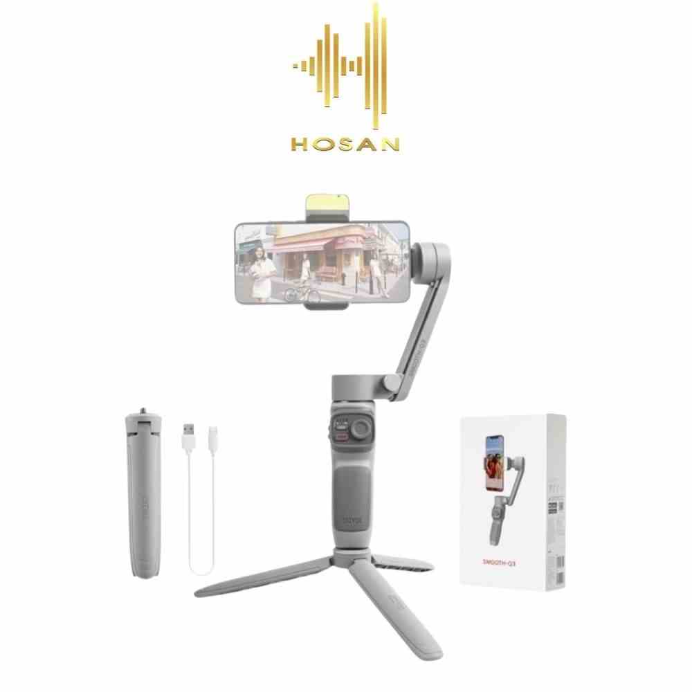 Combo Gimbal HOSAN Zhiyun Smooth Q3 - Tay cầm chống rung cho điện thoại trang bị đèn LED