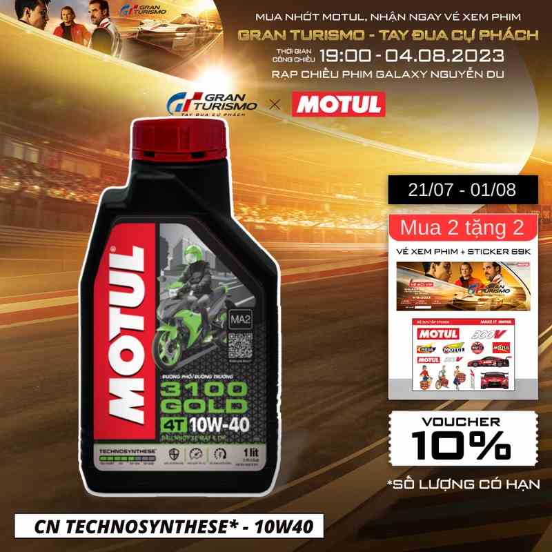 [Mã BMLTB35 giảm đến 35K đơn 99K] Dầu nhớt xe Máy MOTUL 3100 GOLD 4T 10W40 1L