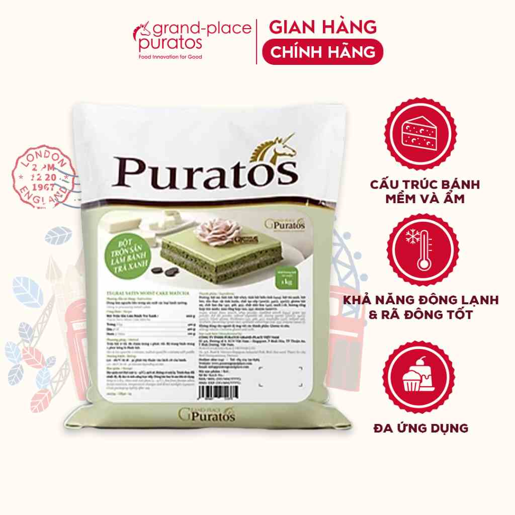 Bột Trộn Sẵn Làm Bánh Vị Trà Xanh Puratos Grand-Place VN -1kg