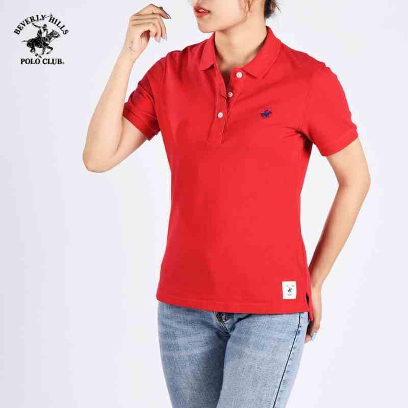 Beverly Hills Polo Club - Áo polo Ngắn tay Nữ Classic Đỏ đậm DBK- BHPC WAPN0087