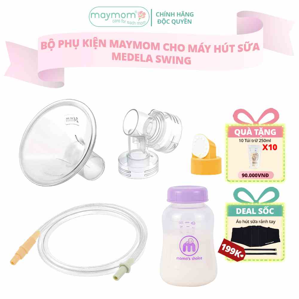 [Mã BMLT35 giảm đến 35K đơn 99K] Bộ Phụ Kiện Máy Hút Sữa Medela Swing Thương Hiệu Maymom, Phễu Size Từ 10-32mm