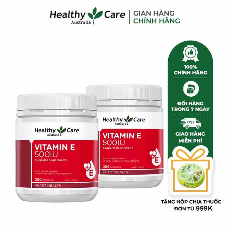 Combo 2 hộp Viên Uống Bổ Sung Vitamin E Healthy Care 500IU Hỗ Trợ Dưỡng Ẩm Làm Đẹp Da