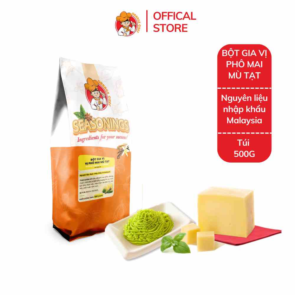 [Mã BMLTB35 giảm đến 35K đơn 99K] Bột Gia Vị Phô Mai Mù Tạt Wasabi Cheese Seasoning - Orange Chef 500g Túi