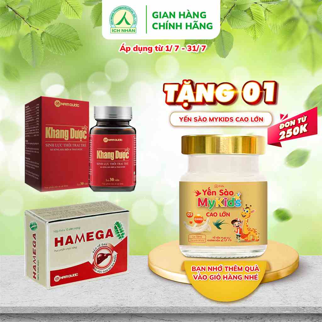 Bộ 2 Sản Phẩm Khang Dược Và Hamega Ích Nhân Hỗ Trợ Sức Khỏe Phái Mạnh, Giúp Thải Độc Gan, Giúp Tăng Cường Sinh Lý Nam