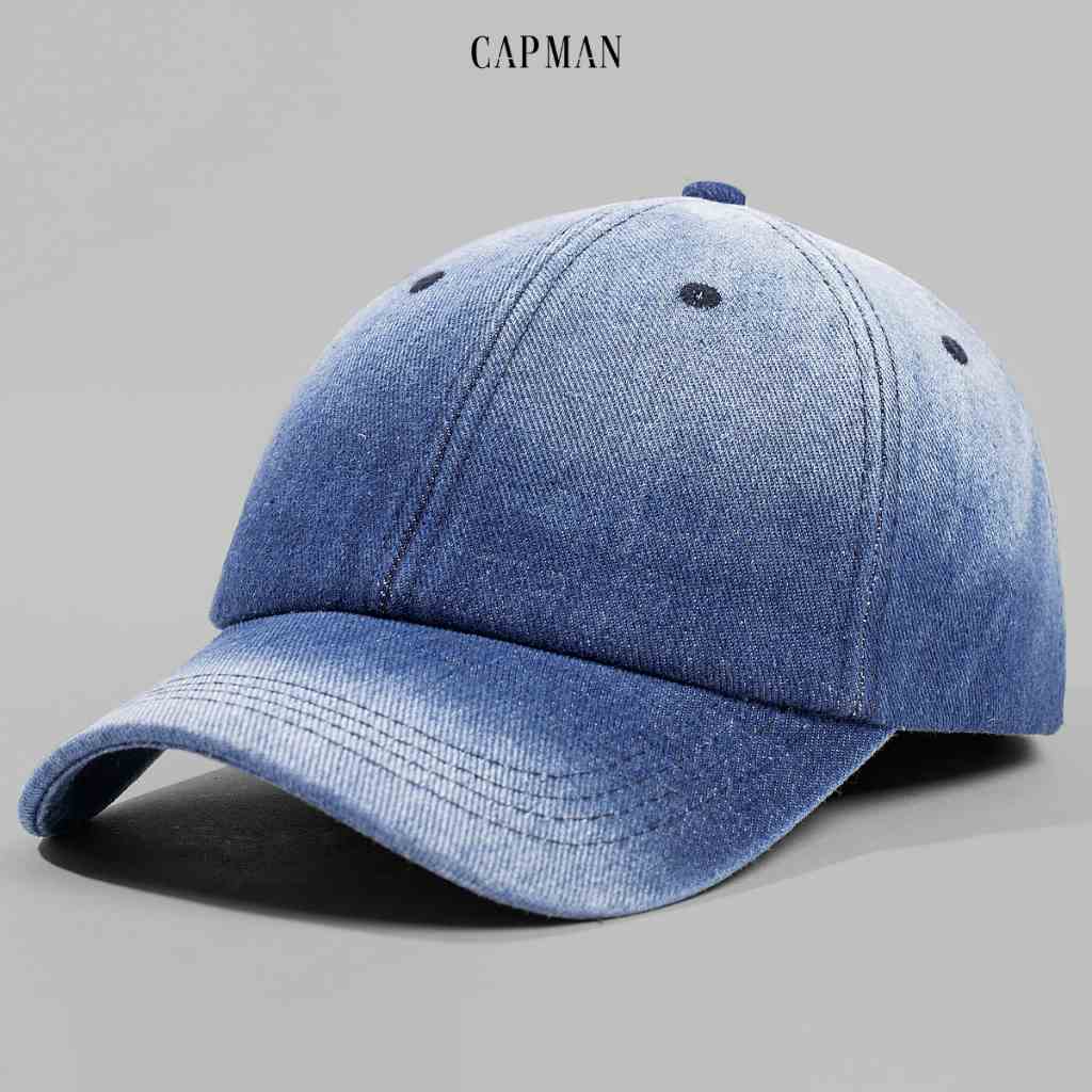 Mũ lưỡi trai jean denim CAPMAN wash loang CM79