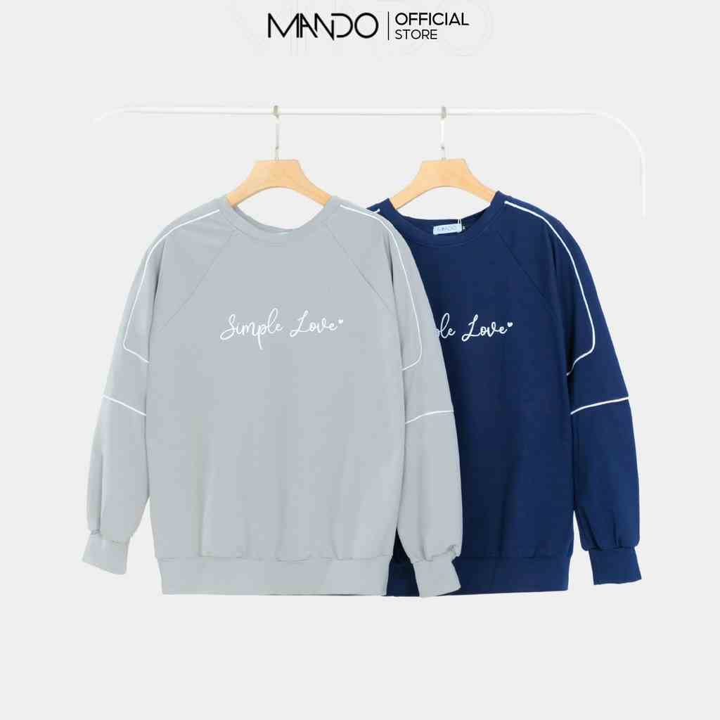 Áo Nỉ Cao Cấp Sweater Dài Tay Nam MANDO 2 Màu Họa Tiết In Chữ Form Rộng Basic Unisex Thời Trang Hàn Quốc SWT006