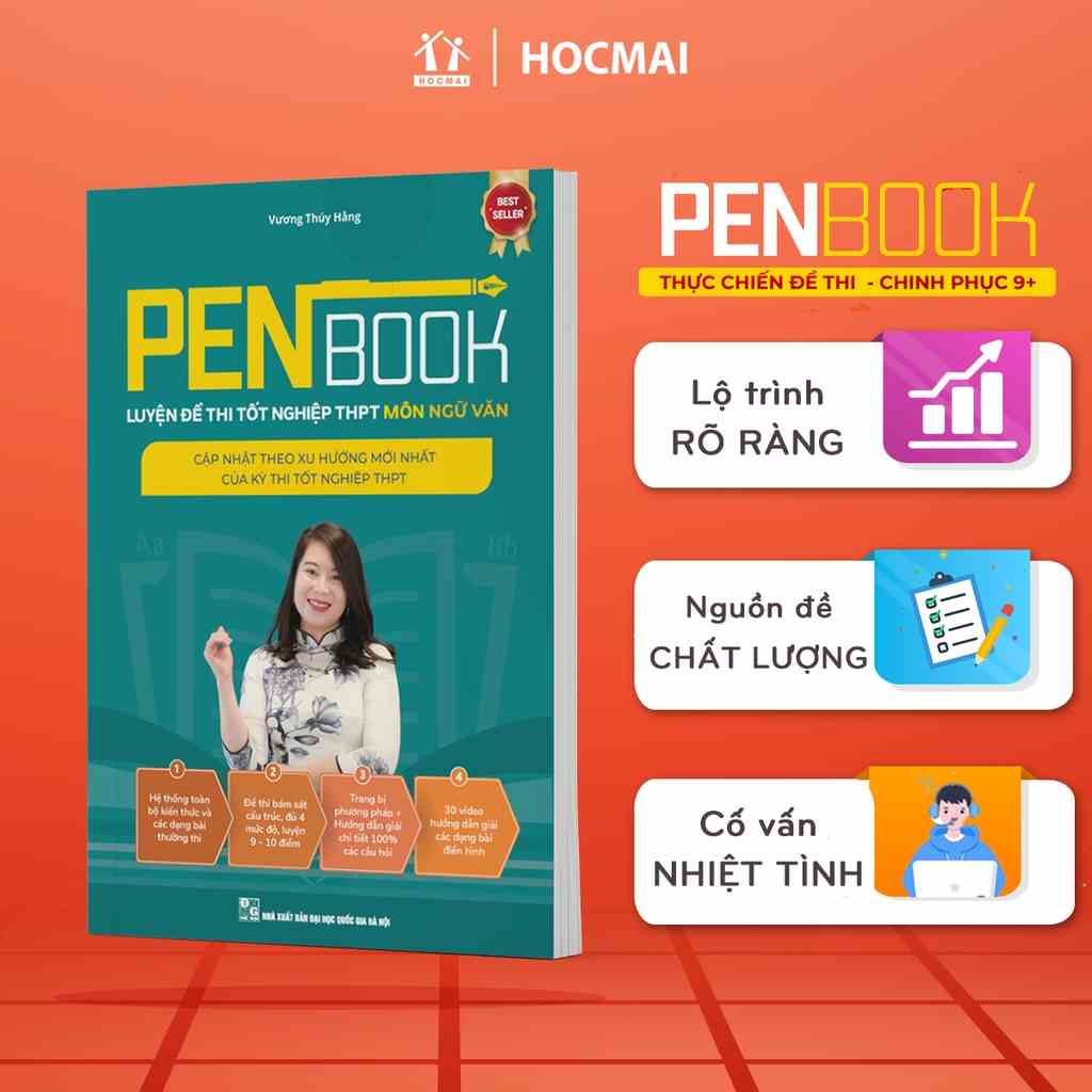 Sách PENBOOK Văn – Luyện đề thi tốt nghiệp THPT lớp 12 & luyện đề thi Đại Học theo xu hướng mới nhất 2024 môn Ngữ Văn