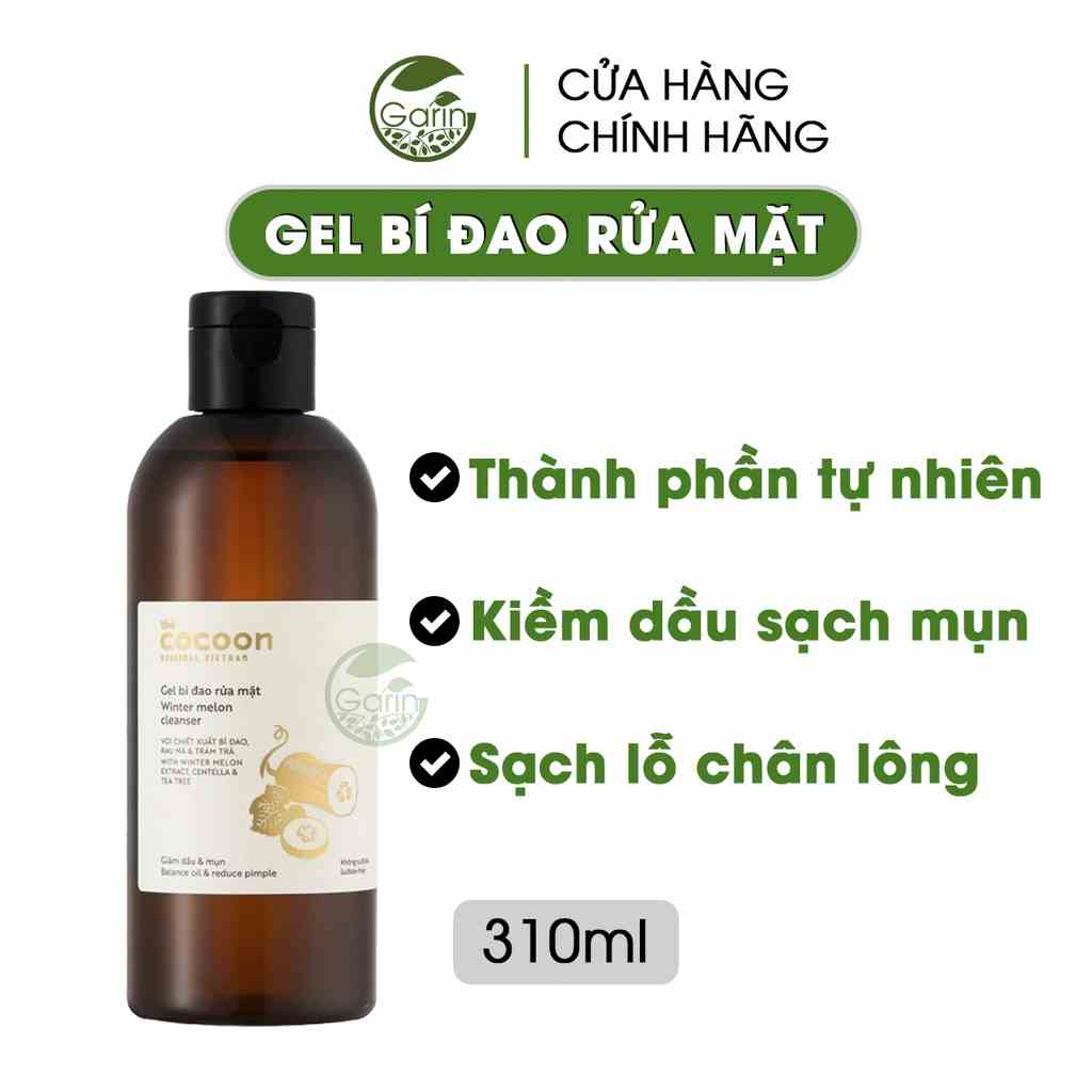 [Mã BMLTB35 giảm đến 35K đơn 99K] Gel rửa mặt bí đao Cocoon Garin 310ml giảm dầu và mụn