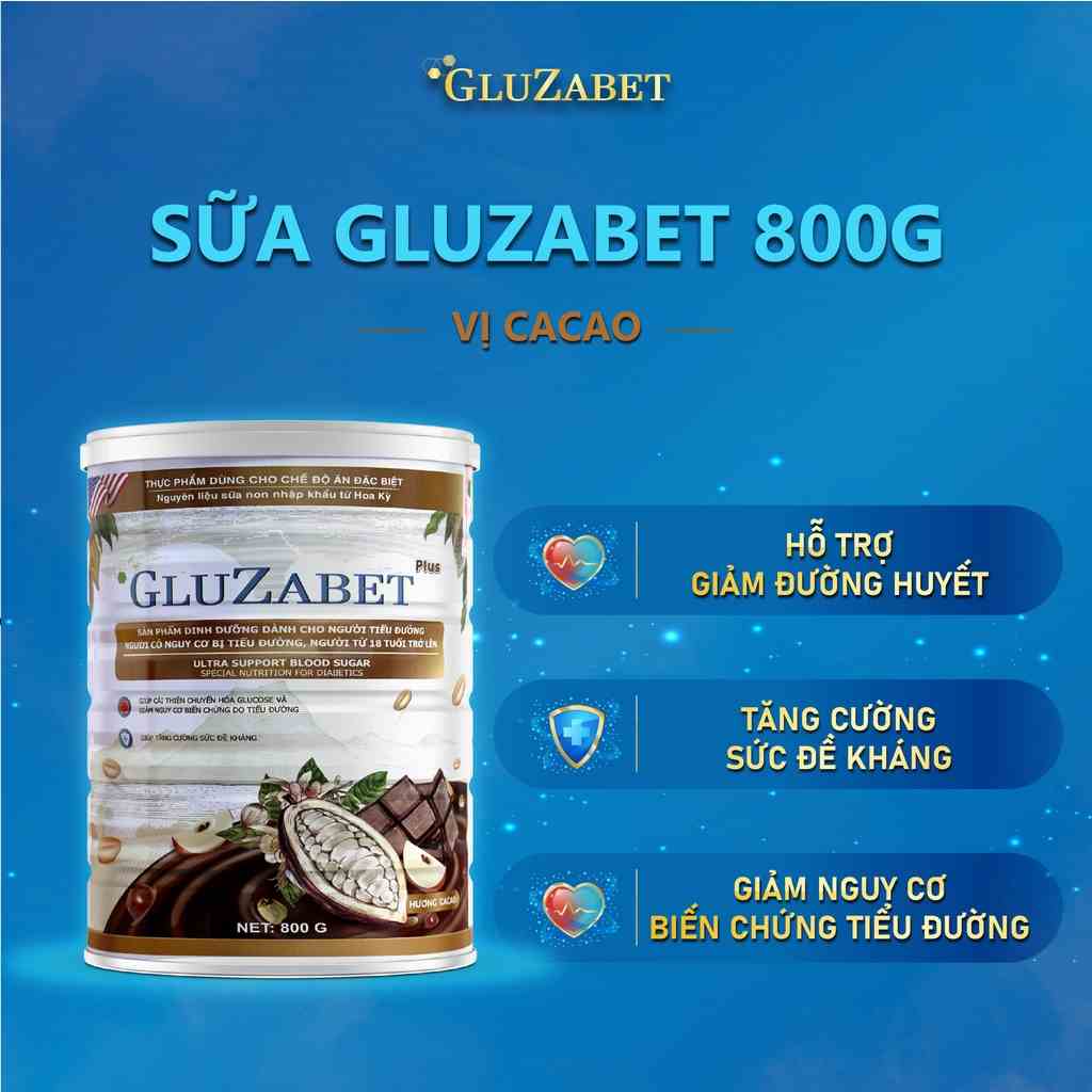 Sữa GLuzabet Tiểu Đường 800G - Sữa Chuyên Dành Cho Người Tiểu Đường, Ổn Định Đường Huyết, Ngăn Ngừa Biến Chứng