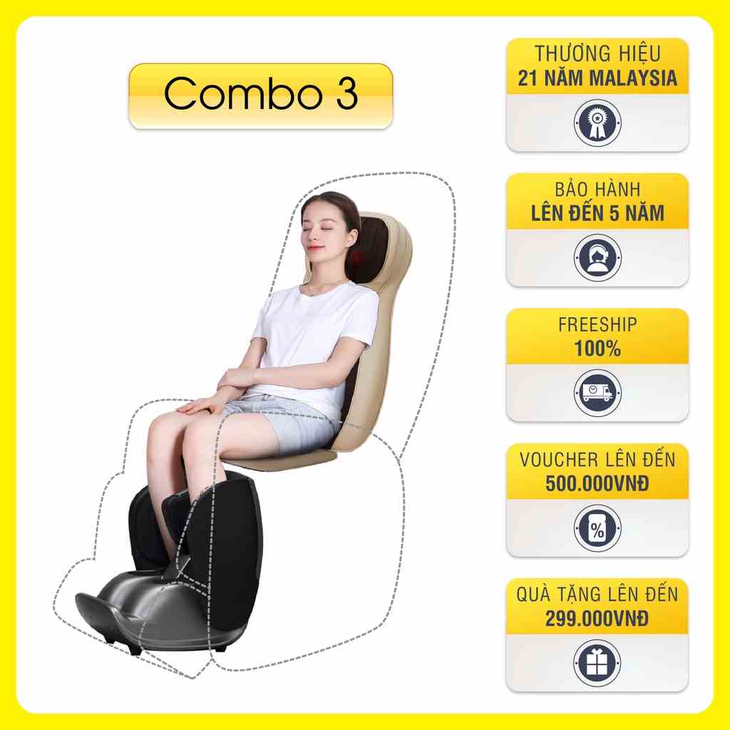 [Mã BMLTA35 giảm đến 35K đơn 99K] Combo Máy Massage Chân OKIA eTransformer + Đệm Massage OKIA eMove Pro