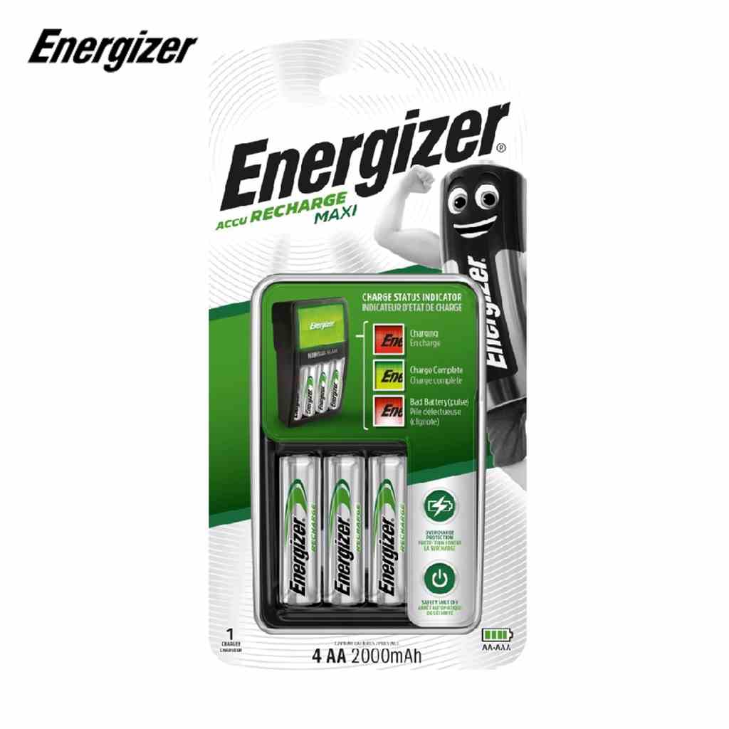 MÁY SẠC PIN ENERGIZER CHVCM4 MAXI - Có 4 cổng sạc AA-AAA, kèm 4 viên pin sạc AA 2000mAh - Hàng chính hãng