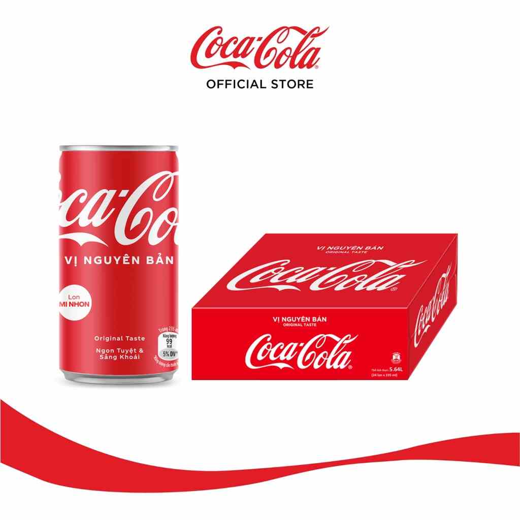 [GROFFWC -10% max 30k đơn 170k] Thùng 24 Lon Mi-nhon Nước Giải Khát Coca-Cola vị Nguyên Bản Original Lon 235ml